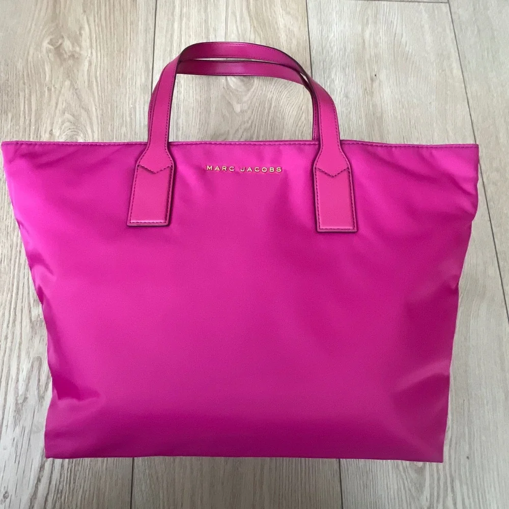 Marc Jacobs NWOT Wingman Nylon Tote in Pink w/Gold Hardware.